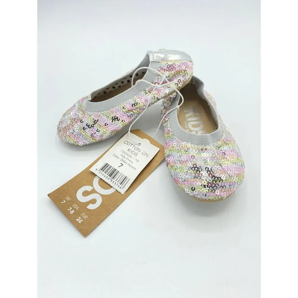 NWT Girl's Cotton On Kids US 7-8 Ombre Sequin Dress Holiday Summer Fall Flats